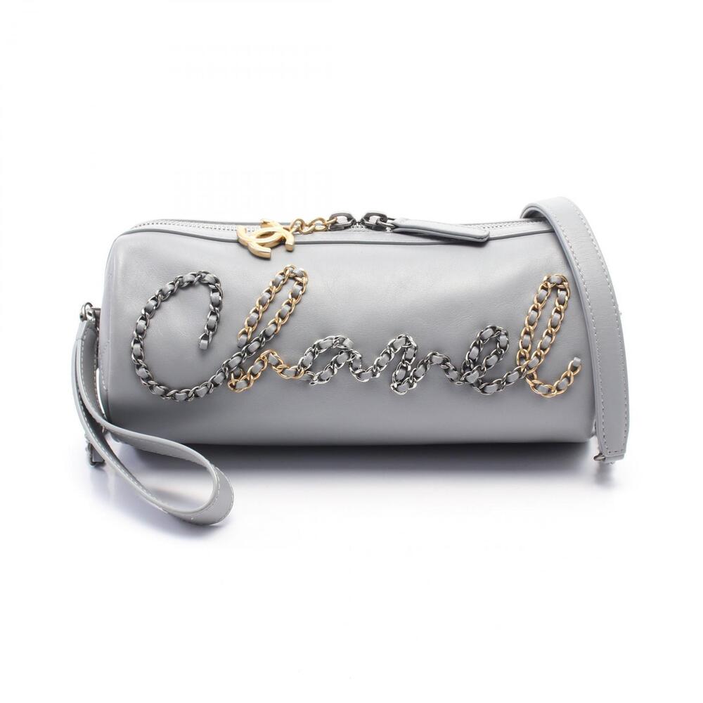 Chanel Shoulder Bag Leather Gray